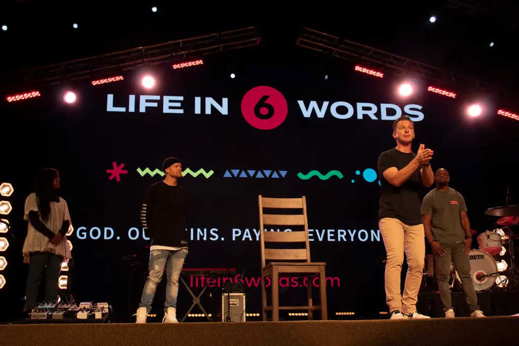 Greg Stier, Zane Black, Jerrod Gunter and Gabrielle Odom on stage at Dare 2 Share LIVE