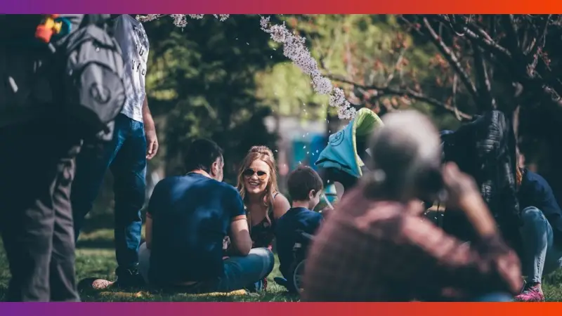 People having a picnic in a park